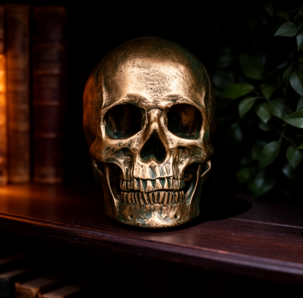 Gold Resin Skull Ornament