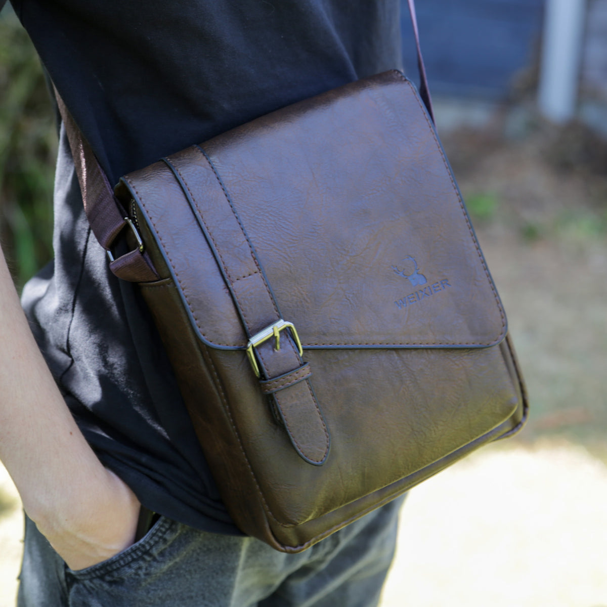 Weixier Retro PU Leather Crossbody Bag